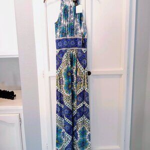Aqua Multi-Colored Maxi Dress